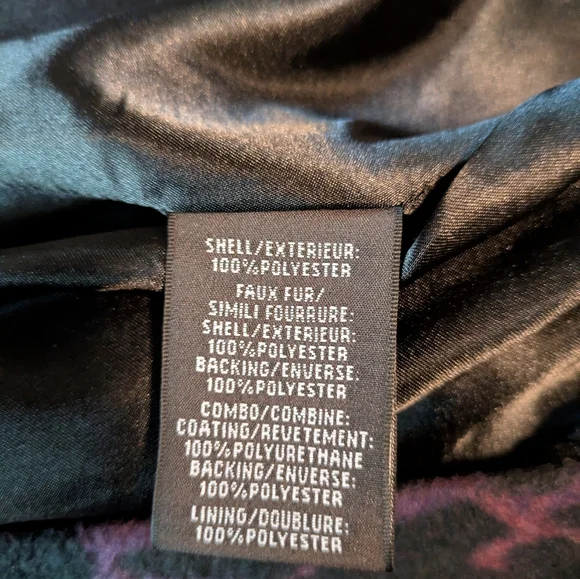 Badgley Mischka Purple And Black Midi Leopard Coat With Removable Faux Fur Trim - Picture 3 of 4